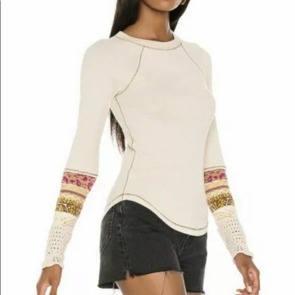 Free People IN THE MIX CUFF Thermal Top NWT - Picture 3 of 8